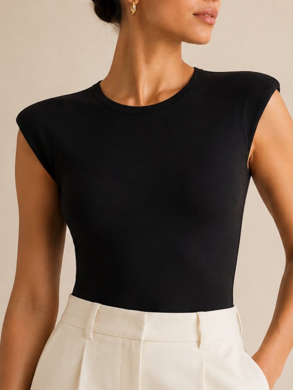 Abercrombie Soft AF Matte Seamless Bodysuit Black Padded Shoulder Small